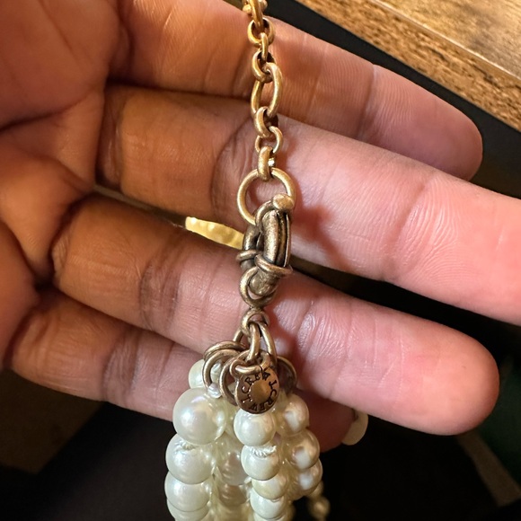 Vtg Signed J. Crew Twisted HAMMOCK 5 Row Chunky Faux Pearls Elegant Necklace - Picture 3 of 3